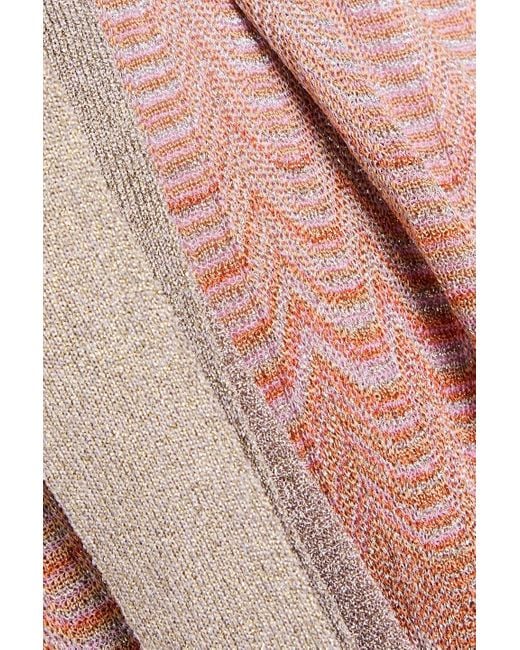 Missoni Pink Belted Metallic Crochet-knit Cardigan