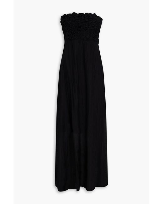 Rag & Bone Black Catalina Strapless Crinkled Crepe Maxi Dress