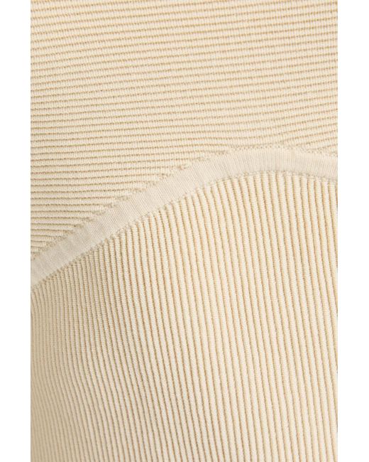 IRO Natural Cold-Shoulder Ribbed-Knit Top