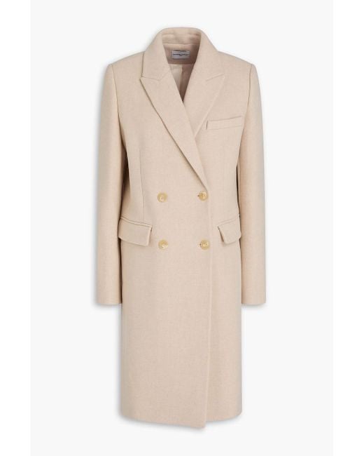 Claudie Pierlot Natural Double-breasted Wool-blend Coat