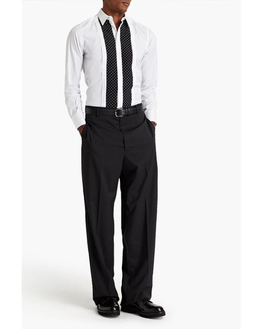 Dolce & Gabbana Black Slim-fit Polka-dot Cotton And Silk-blend Poplin Shirt for men