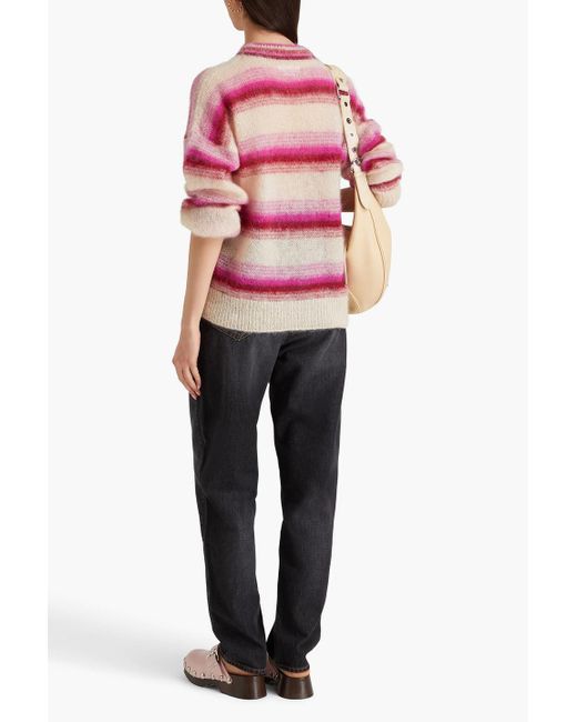 Isabel Marant Pink Drussel Striped Mohair-blend Sweater