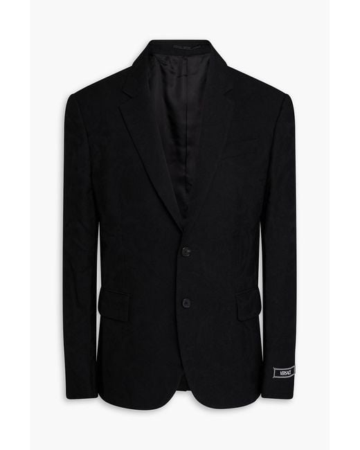 Versace Black Wool-Jacquard Blazer for men