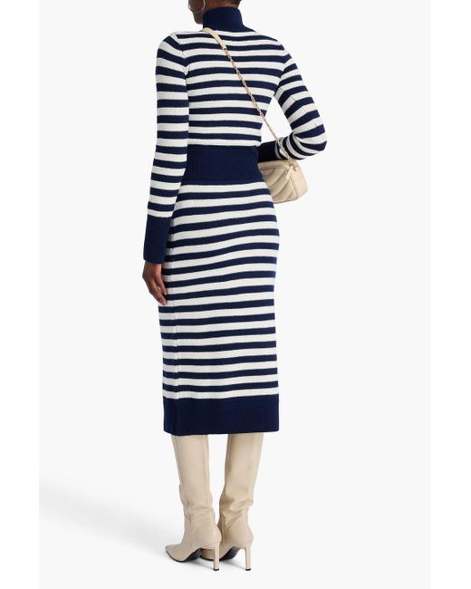 Claudie Pierlot Blue Striped Wool Turtleneck Sweater