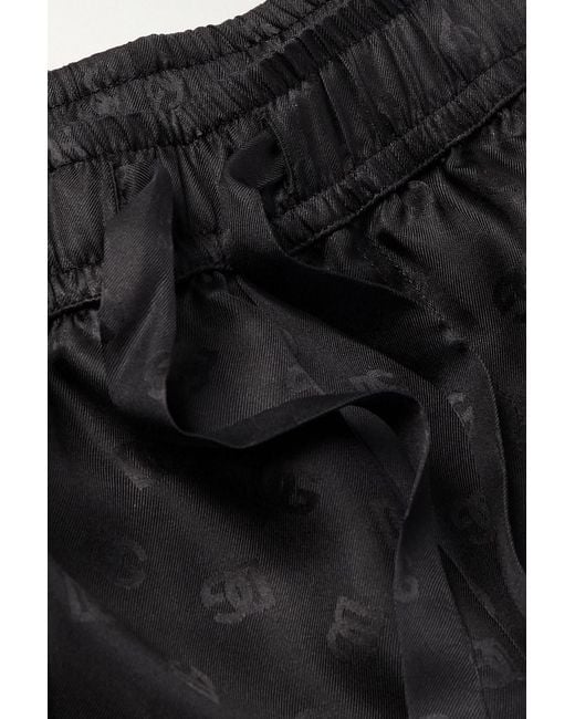 Dolce & Gabbana Black Logo-print Silk-twill Jacquard Drawstring Bermuda Shorts for men