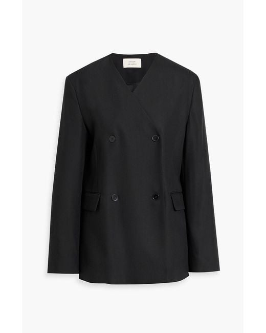 Loulou de Saison Black Munro Double-Breasted Twill Blazer
