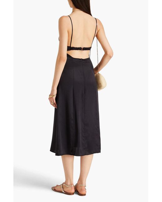 LeKasha Black Anlu Cutout Silk-charmeuse Midi Dress