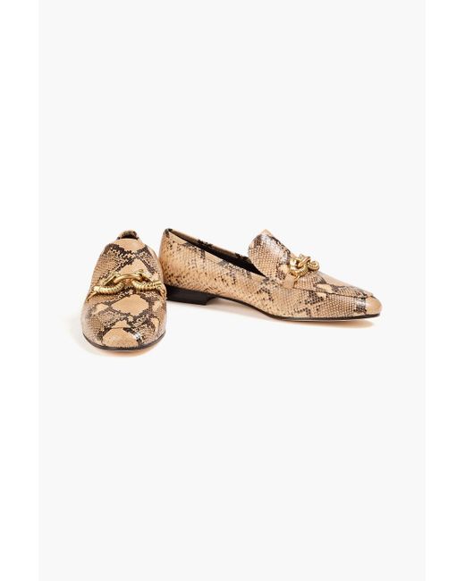 Tory Burch Multicolor Jessa Embellished Snake-effect Leather Loafers