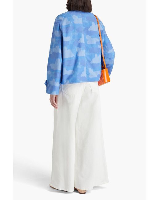 Marni Blue Printed Cotton-Blend Canvas Jacket
