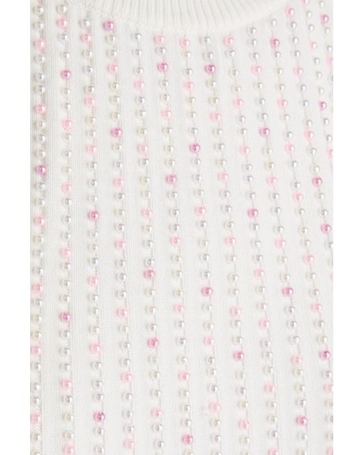 Sandro White Cropped tanktop aus rippstrick mit kunstperlen