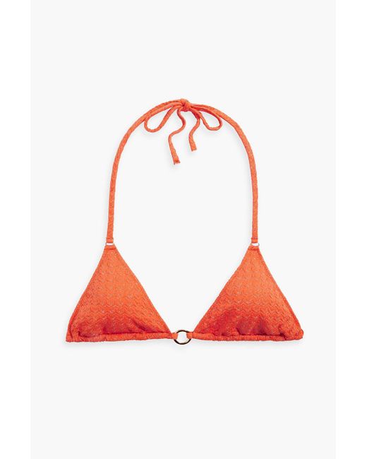 Melissa Odabash Red Venice Metallic Jacquard Triangle Bikini Top