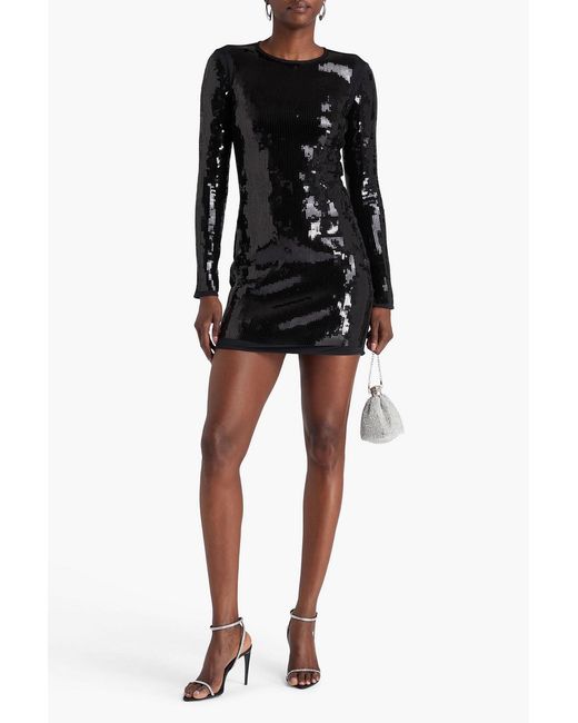 Rabanne Black Sequined Jersey Mini Dress