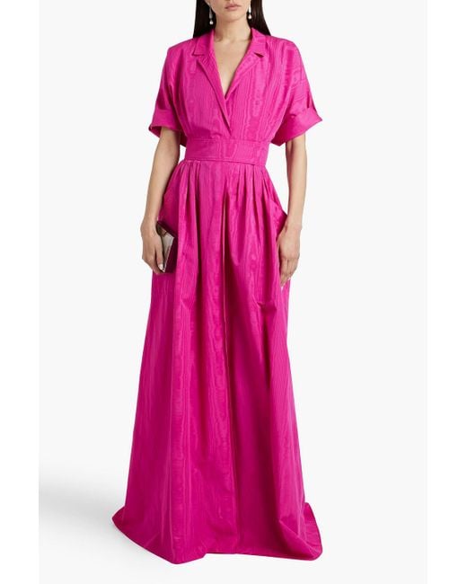 Carolina Herrera Pink Pleated Moire Gown
