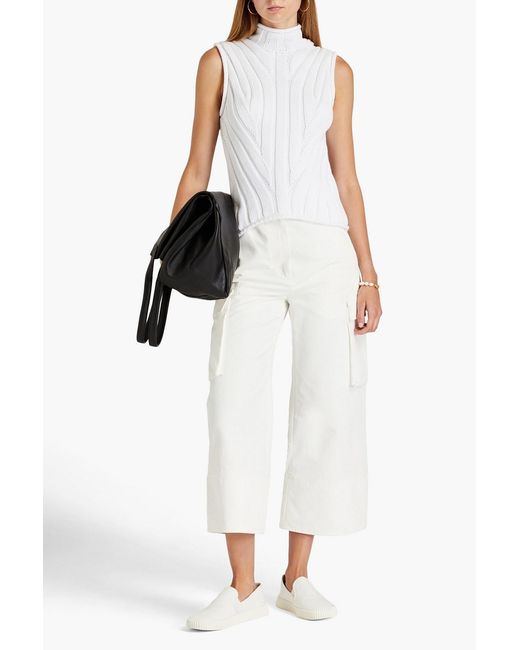 Theory White Ribbed-knit Cotton-blend Sweater
