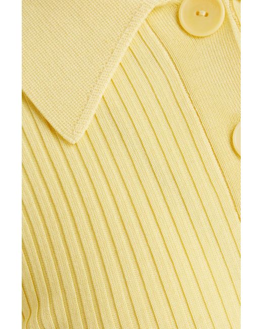 Sandro Yellow Ribbed-knit Cardigan