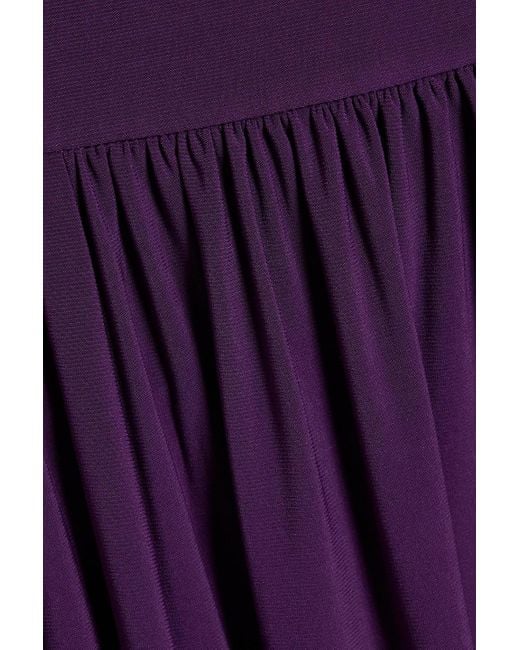 Tibi Purple Gathered Jersey Midi Skirt