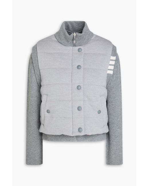Thom Browne Gray Reversible Striped Quilted Wool Jacket