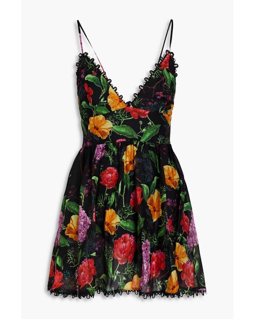Charo Ruiz Red Issya Floral-print Cotton-blend Voile Mini Dress