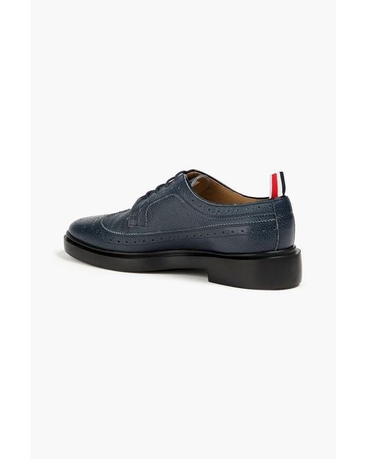 Thom Browne Blue Perforated Pebbled-Leather Brogues