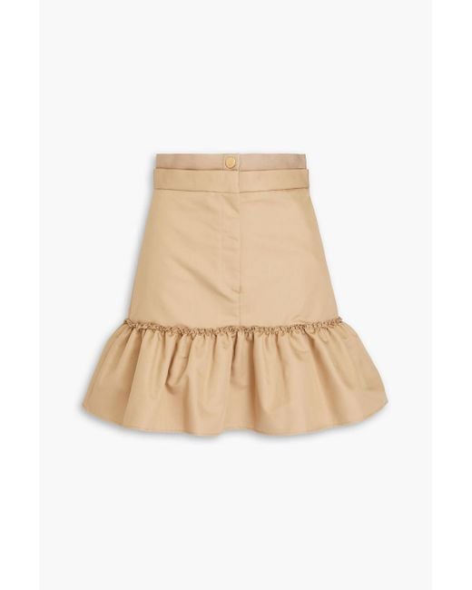 Sandro Natural Ruffled Cotton-blend Twill Mini Skirt