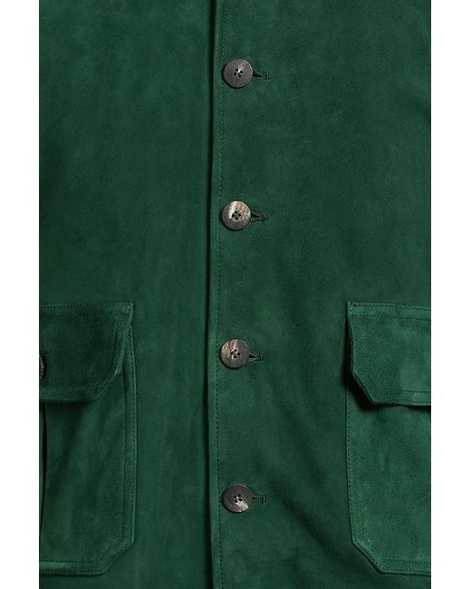 Frescobol Carioca Green Vicente Suede Bomber Jacket for men