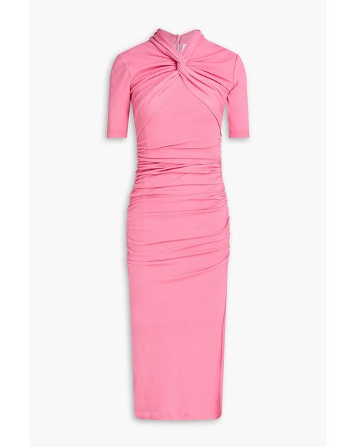 Carolina Herrera Pink Twisted Stretch-jersey Midi Dress