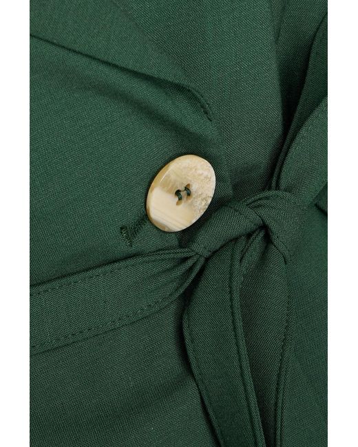 Ganni Green Double-breasted Crepe Blazer