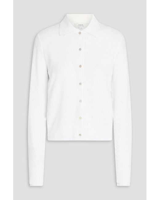 Vince White Layered Pointelle-Knit Cotton-Blend Cardigan