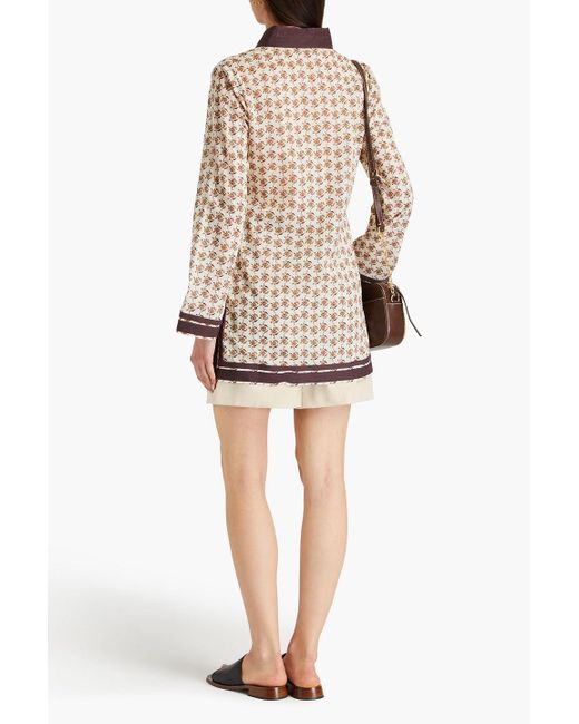Tory Burch Natural Printed Cotton-voile Tunic