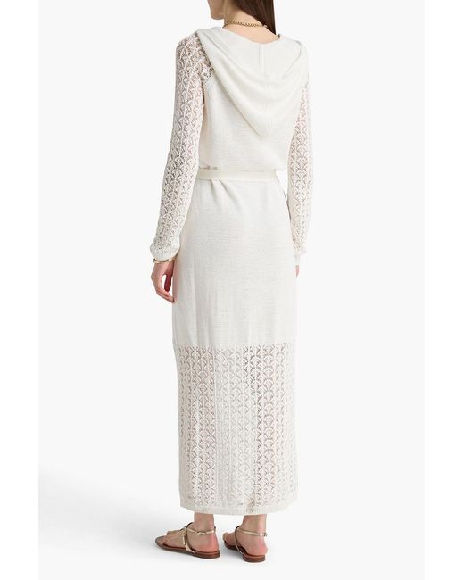 Zimmermann White Pointelle-Knit Hooded Maxi Dress