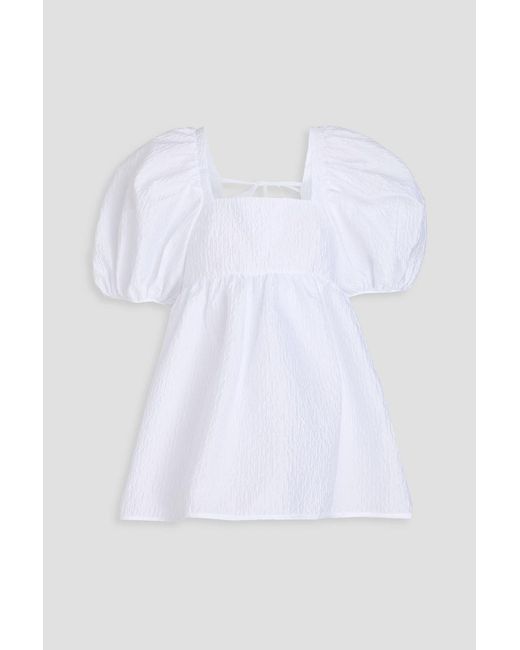 CECILIE BAHNSEN White Alma Cloqué Peplum Blouse