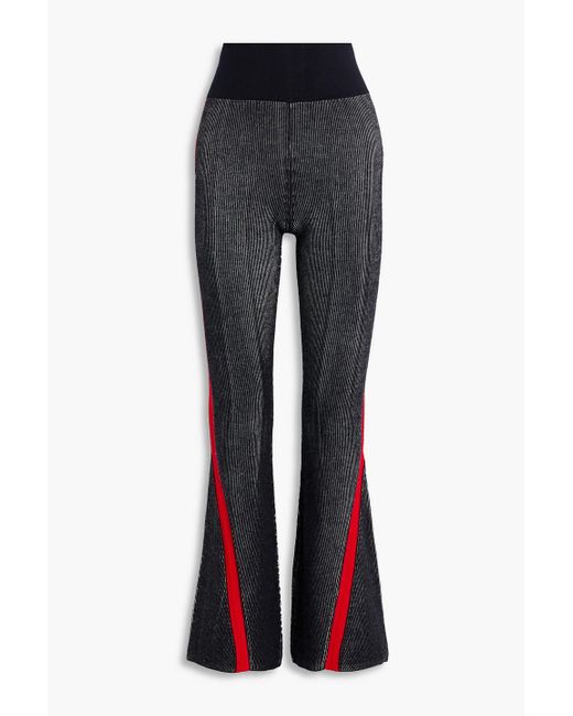 Perfect Moment Blue Ribbed Intarsia Merino Wool-Blend Track Pants