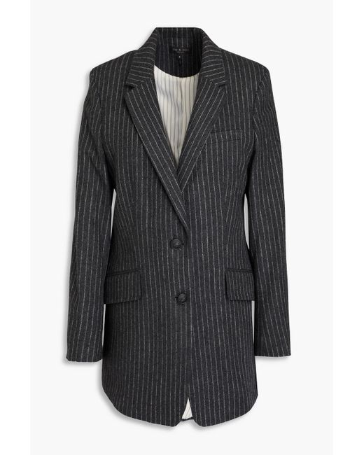 Rag & Bone Black Pinstriped Wool-blend Tweed Blazer