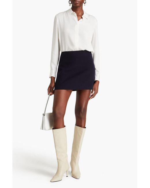 Theory Blue Wool And Cashmere-blend Felt Mini Skirt