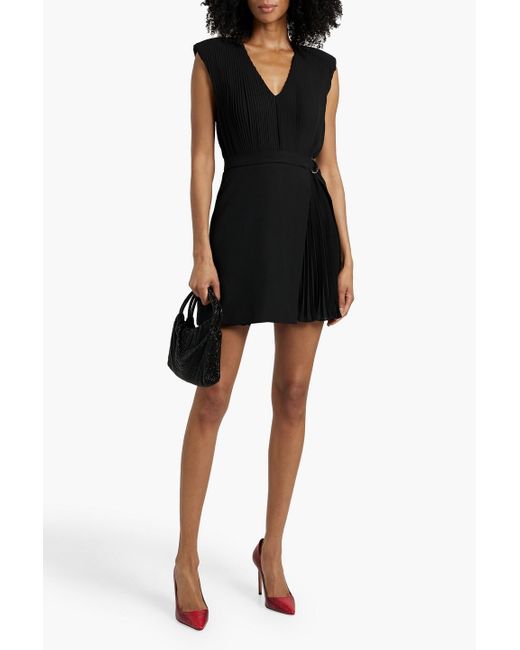 Jonathan Simkhai Black Margo plissiertes minikleid aus crêpe mit wickeleffekt