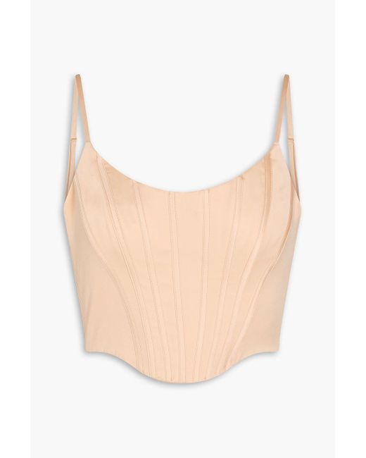 Zimmermann White Cropped Silk-satin Bustier Top