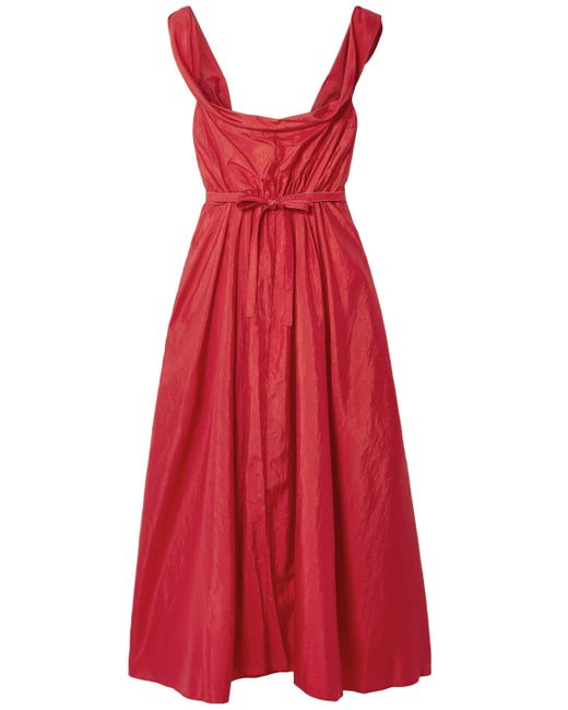 Brock Collection Red Davi Off-the-shoulder Taffeta Midi Dress