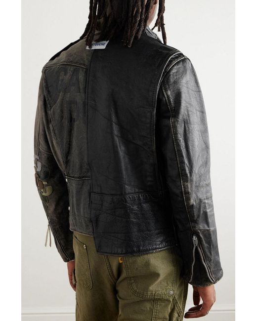 GALLERY DEPT. Black Distressed Leather Jacket for men