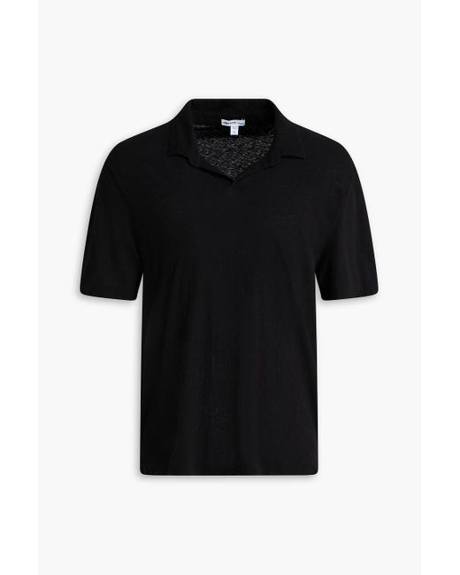 James Perse Black Slub Cotton-Jersey Polo Shirt for men