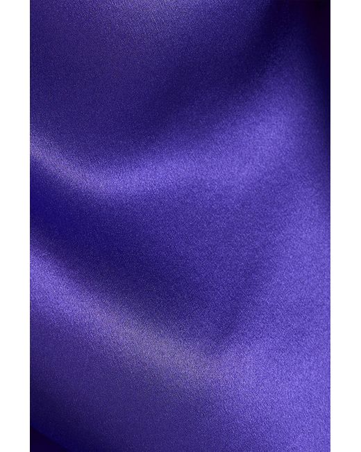 Michelle Mason Purple Wrap-Effect Silk-Satin Maxi Dress