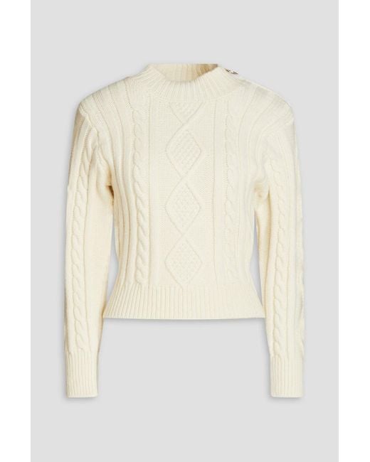 Sandro Natural Mosaique Cable-knit Wool-blend Turtleneck Sweater