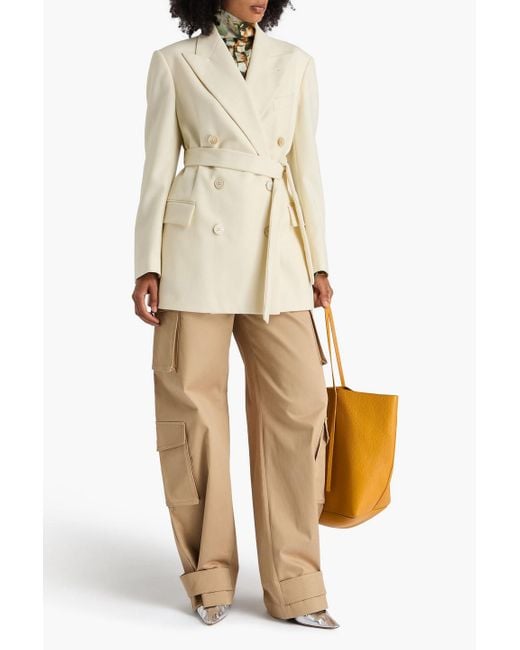 Dries Van Noten Natural Double-breasted Wool-twill Blazer