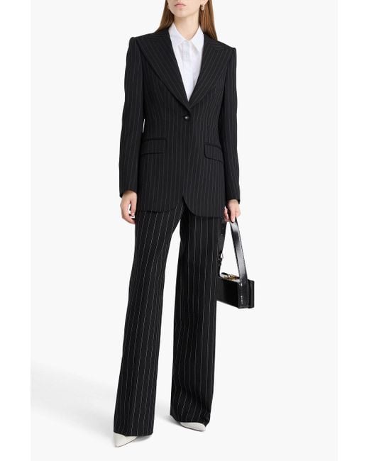 Dolce & Gabbana Black Pinstriped Wool-blend Blazer