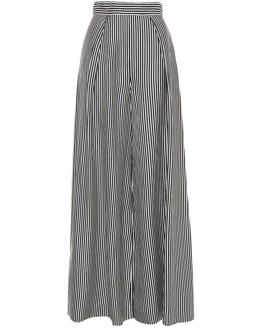 Zimmermann Gray Pleated Striped Satin-twill Wide-leg Pants