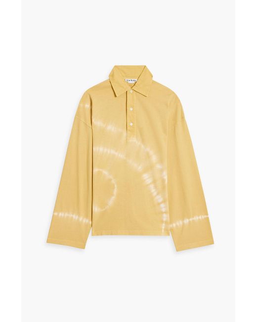 Acne Yellow Tie-dyed Cotton-jersey Polo Shirt for men