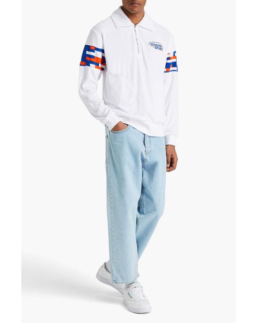 Missoni Bedrucktes sweatshirt aus frottee aus einer baumwollmischung mit halblangem reißverschluss in White für Herren