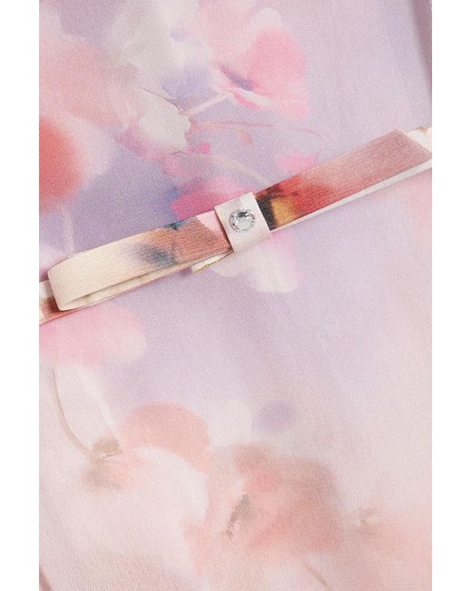 Zimmermann Pink Belted Scalloped Floral-Print Chiffon Midi Dress