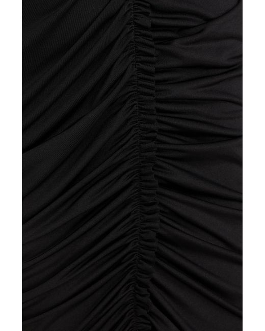 Victoria Beckham Black Gerafftes maxikleid aus stretch-jersey