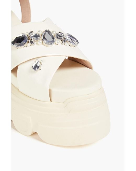 Simone Rocha Natural Embellished Leather exaggerated-sole Sandals