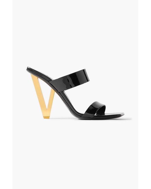 Versace Black Embellished Patent-Leather Sandals